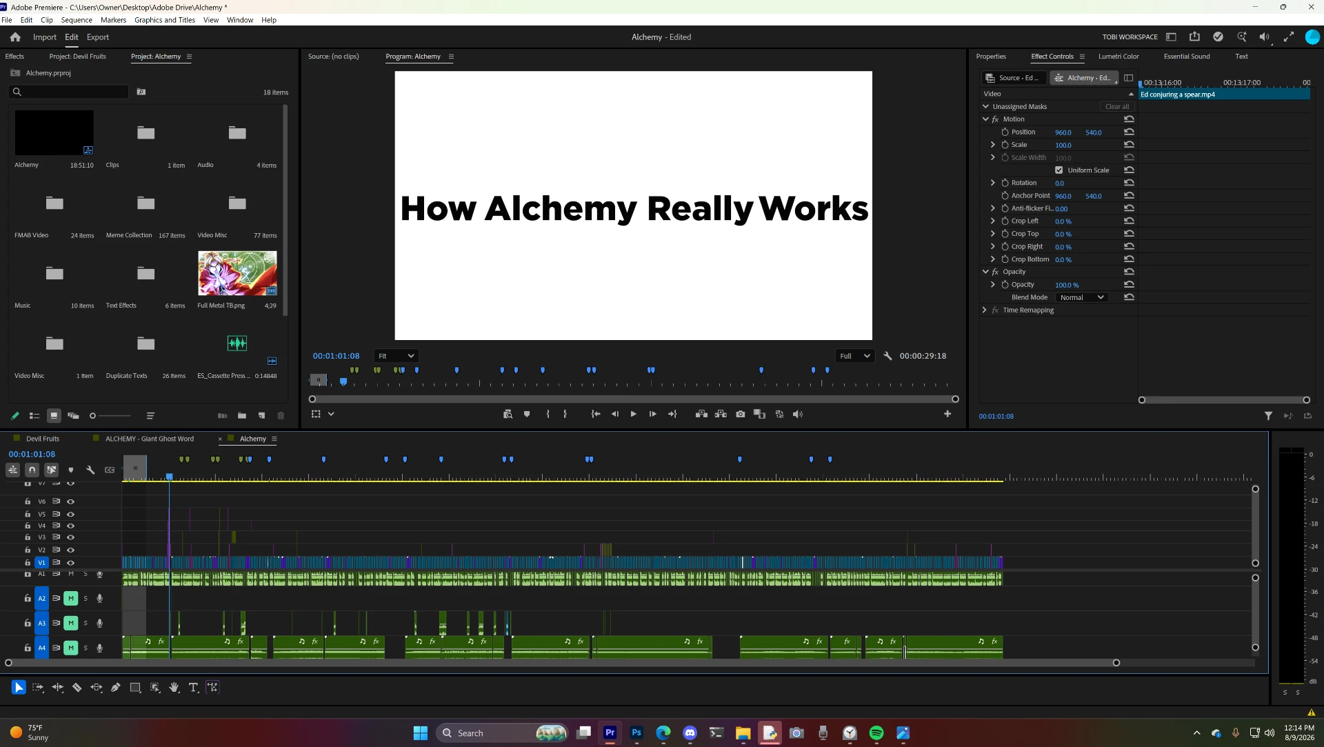 Premiere Pro edit session for a Tobikads Media video